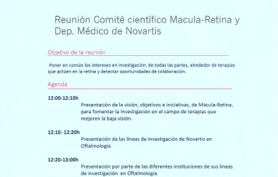Reunión comité científico Mácula Retina y departamento médico de Novartis/Alcon