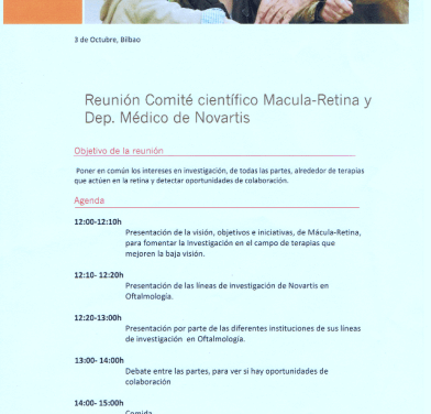 Reunión comité científico Mácula Retina y departamento médico de Novartis/Alcon